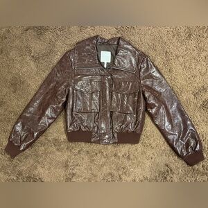 Avec Les Filles Chocolate Vegan Leather Bomber Jacket